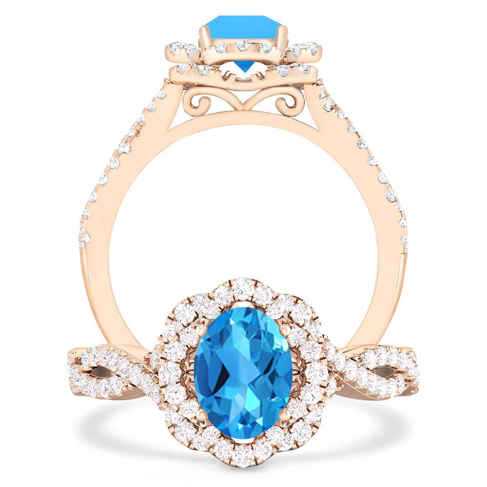 Rose Gold - Blue Topaz