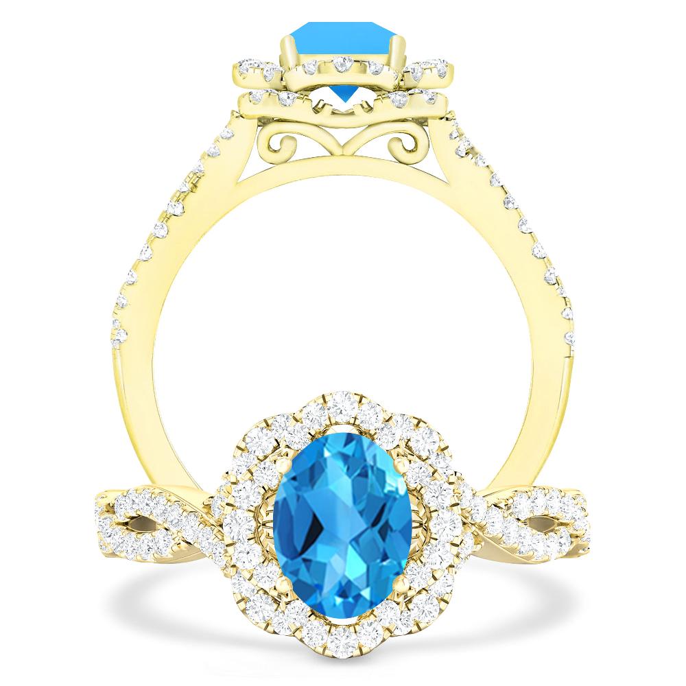 Yellow Gold - Blue Topaz