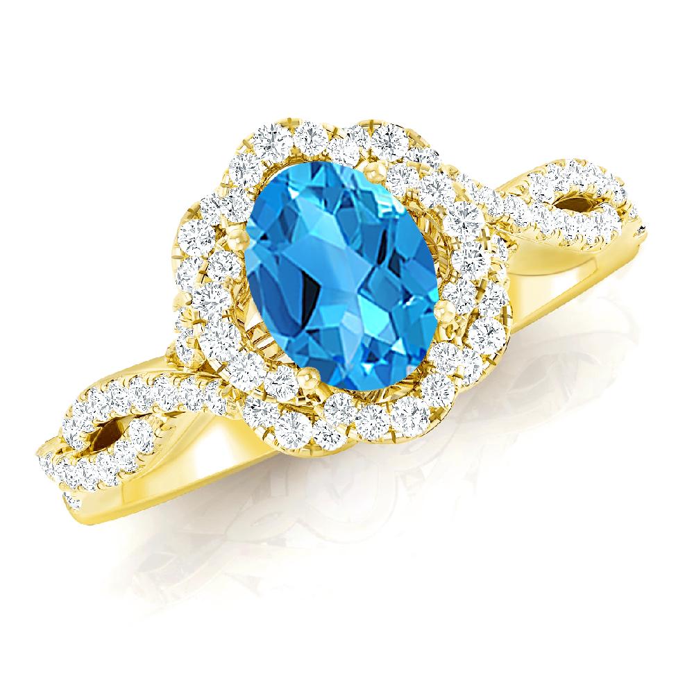 Yellow Gold - Blue Topaz