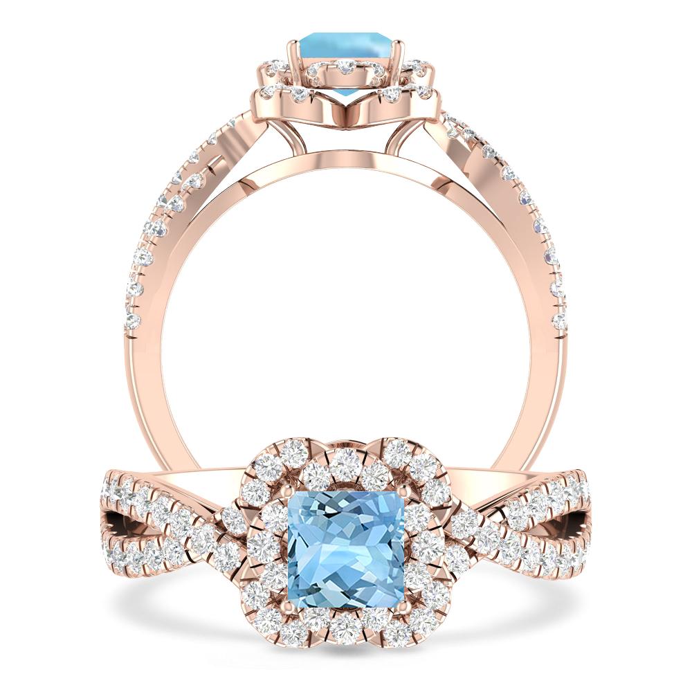 Rose Gold - Aquamarine