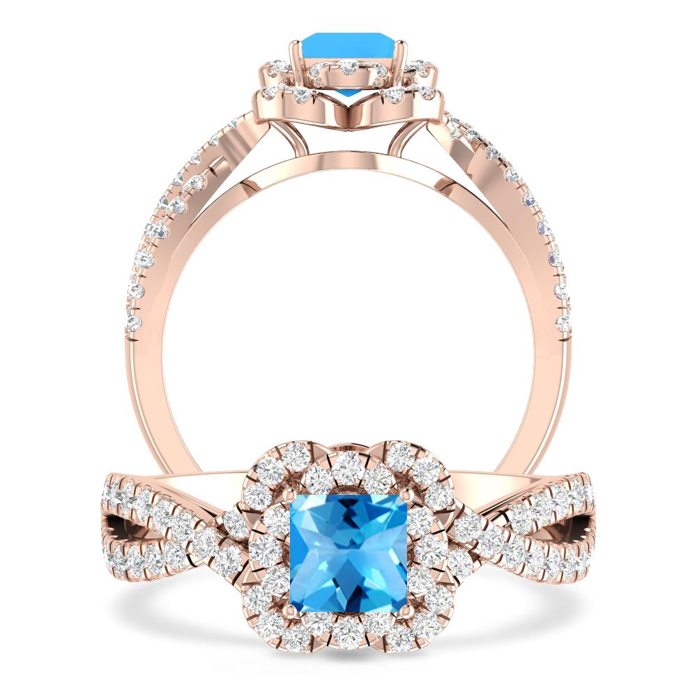 Rose Gold - Blue Topaz