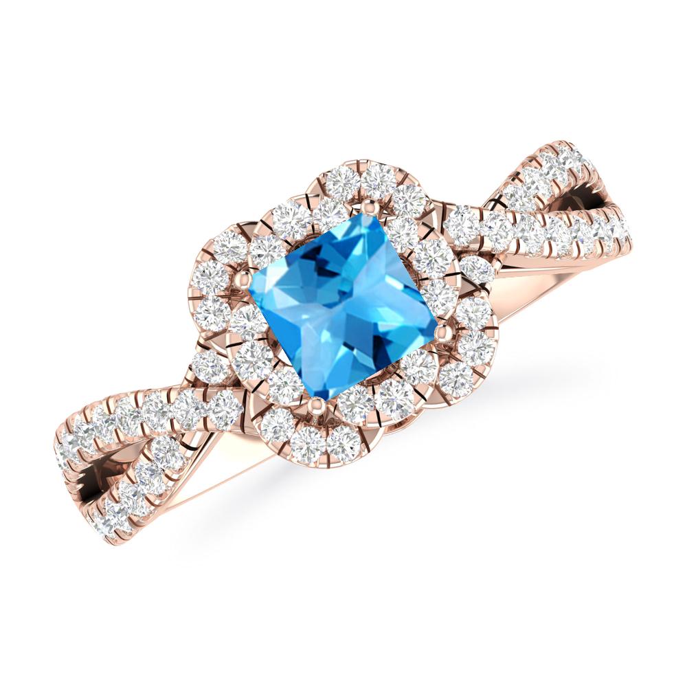 Rose Gold - Blue Topaz