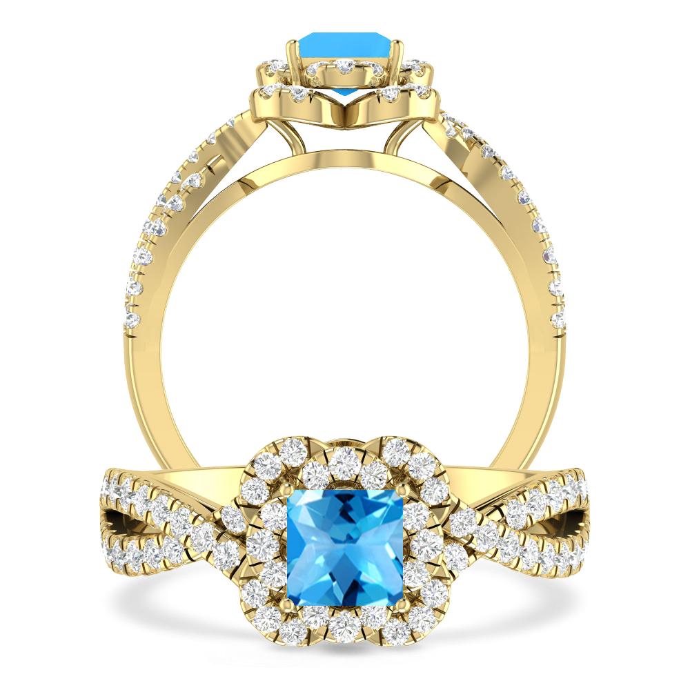 Yellow Gold - Blue Topaz