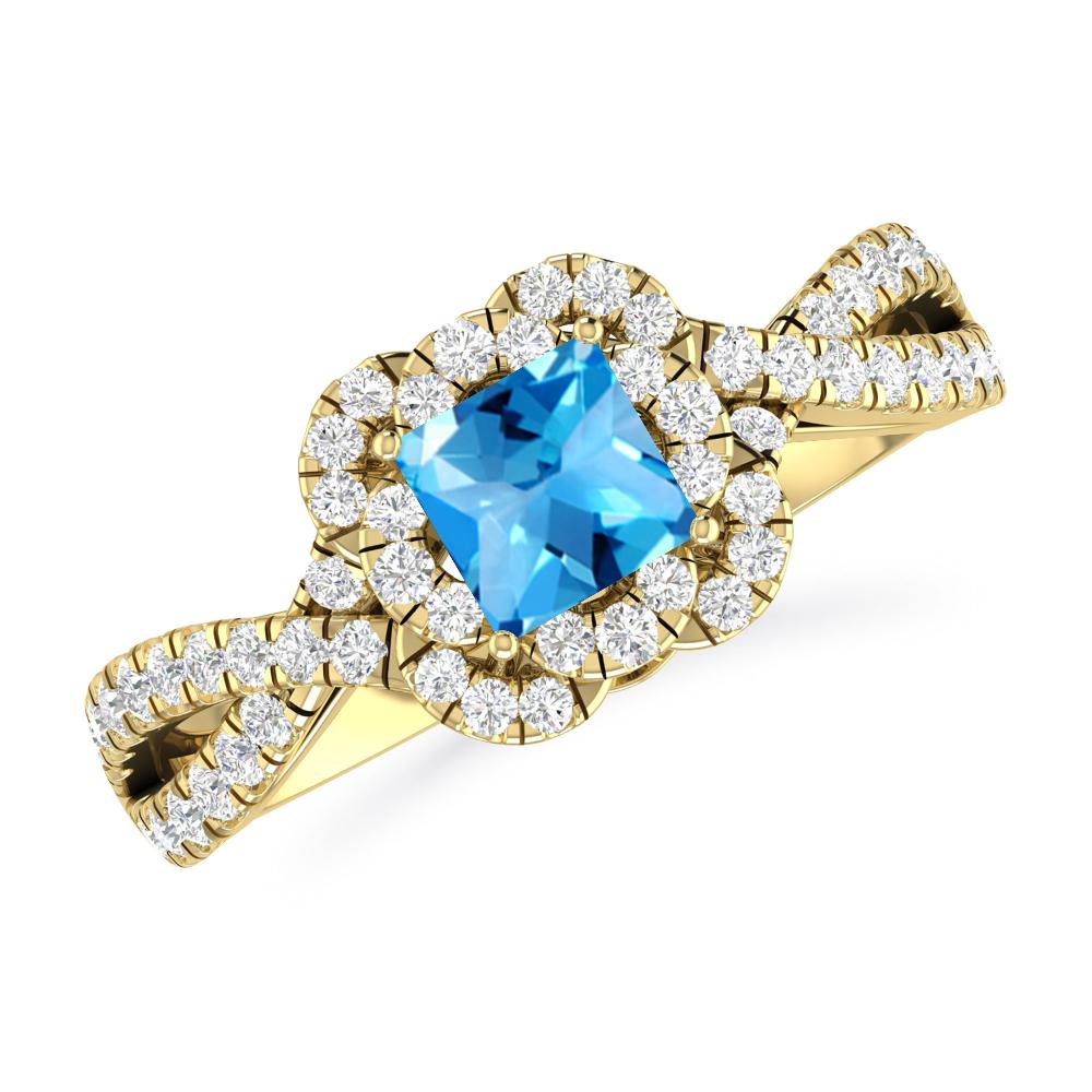 Yellow Gold - Blue Topaz