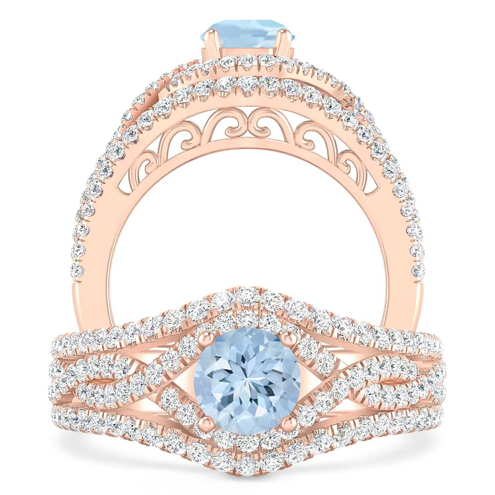 Rose Gold - Aquamarine