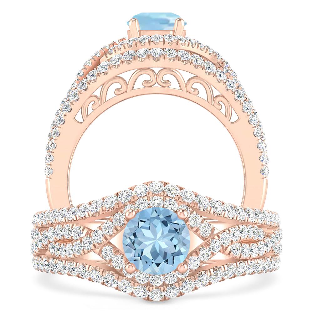 Rose Gold - Aquamarine