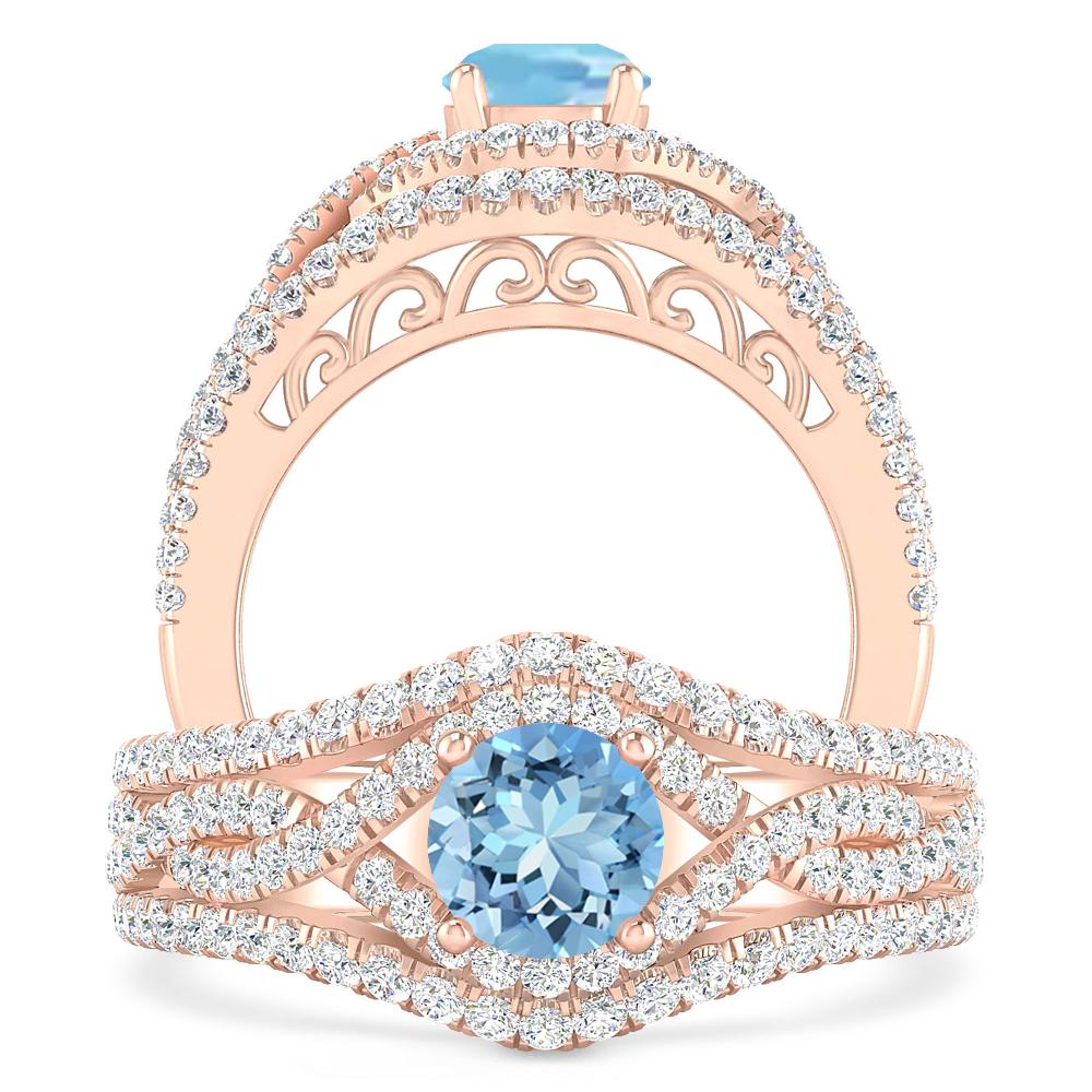 Rose Gold - Aquamarine