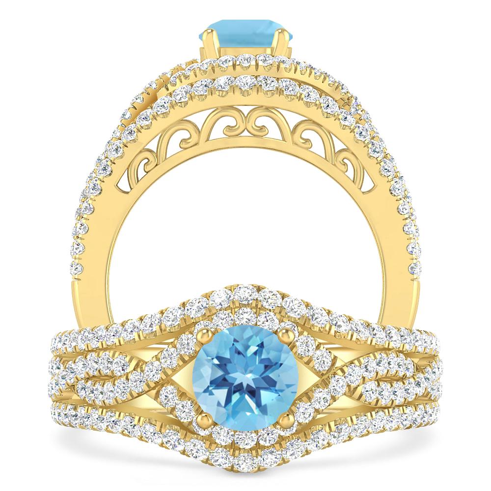 Yellow Gold - Blue Topaz