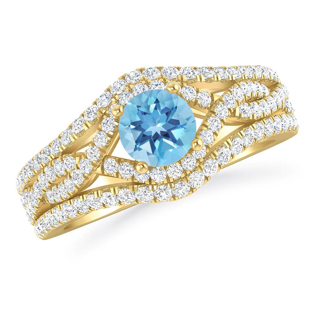 Yellow Gold - Blue Topaz