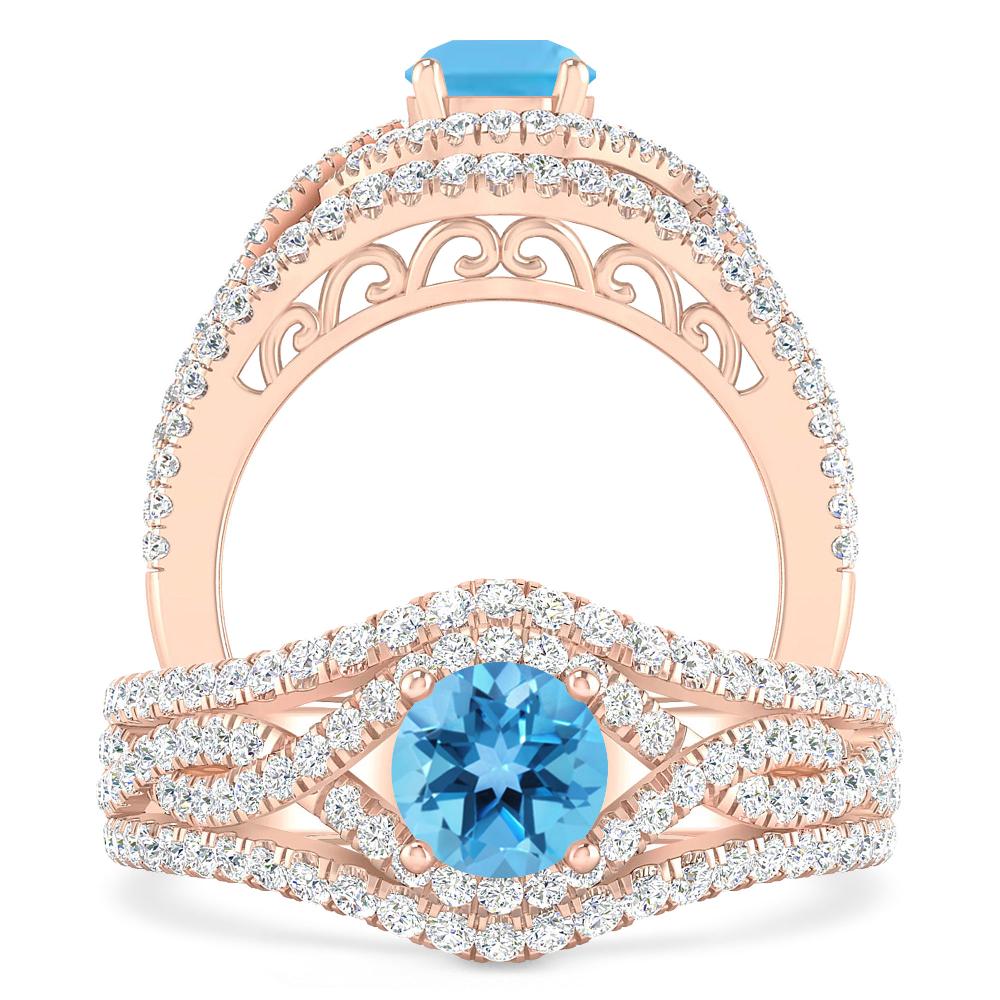 Rose Gold - Blue Topaz