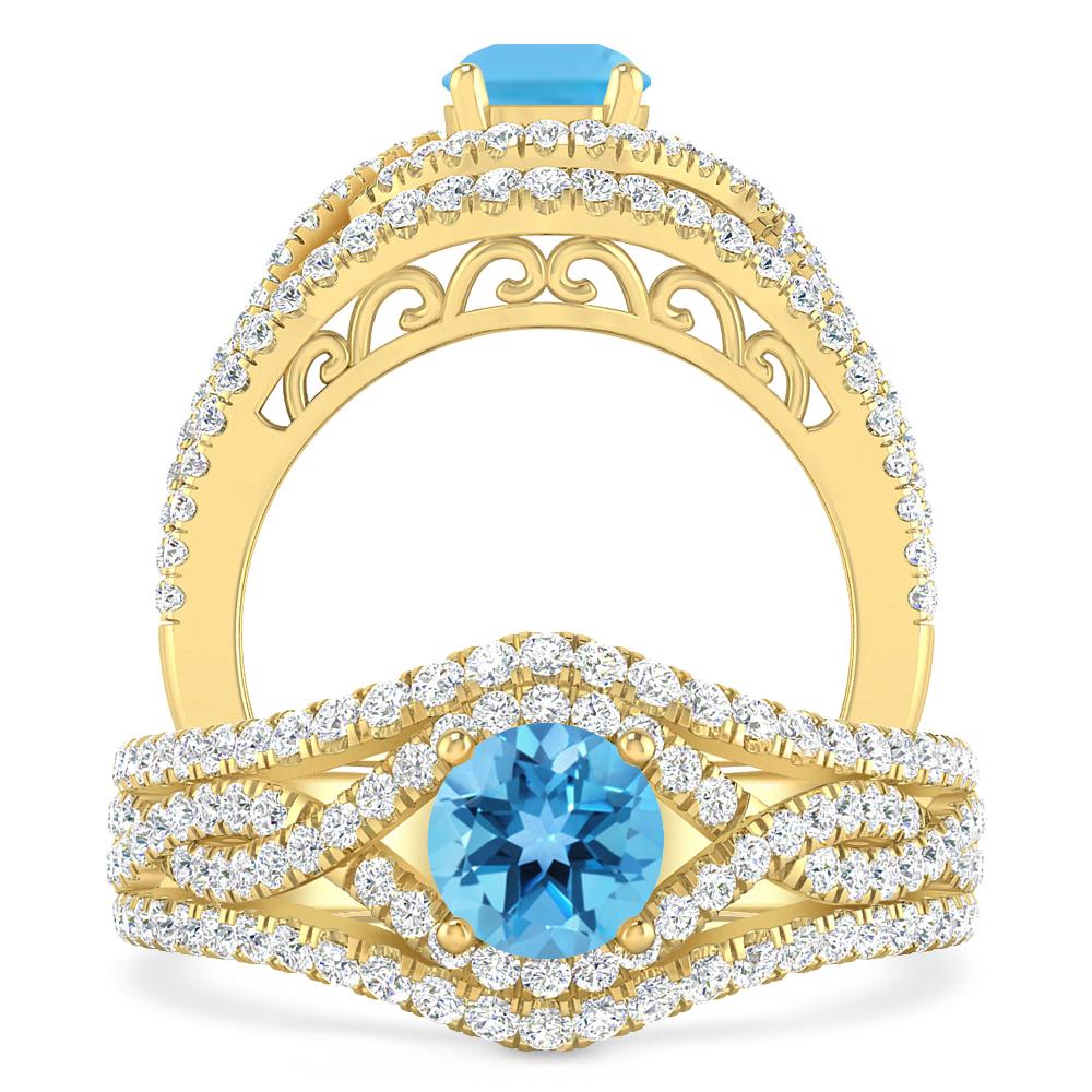 Yellow Gold - Blue Topaz