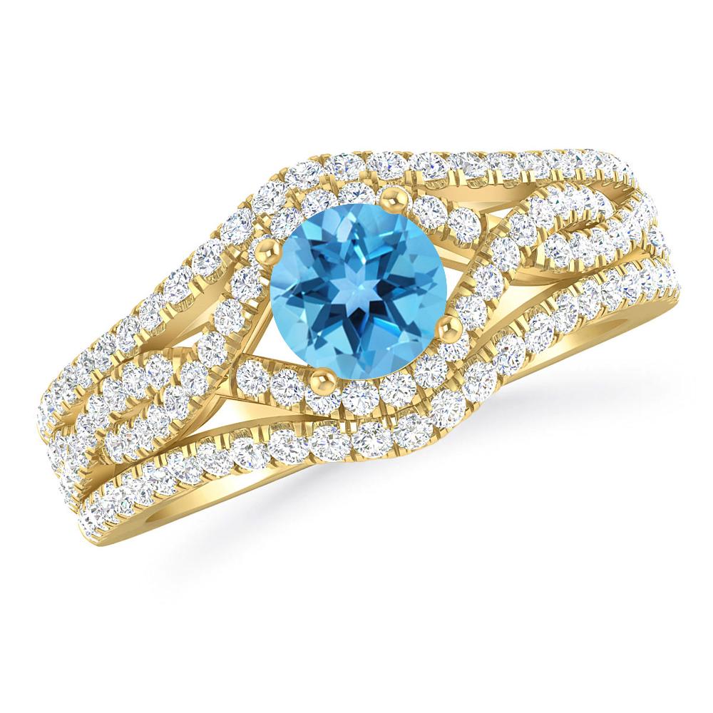 Yellow Gold - Blue Topaz