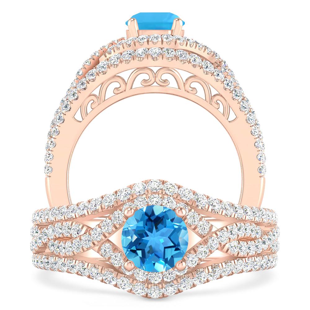 Rose Gold - Blue Topaz