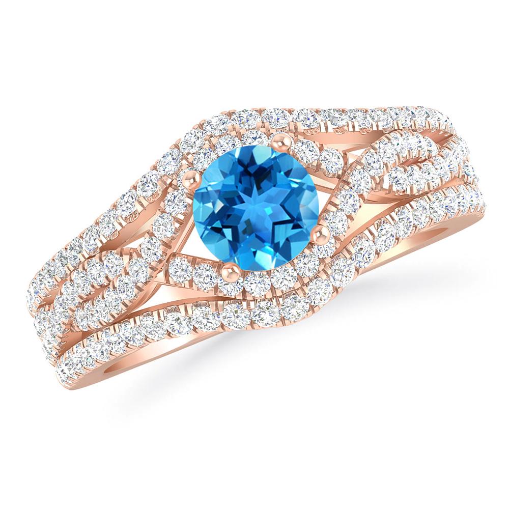 Rose Gold - Blue Topaz