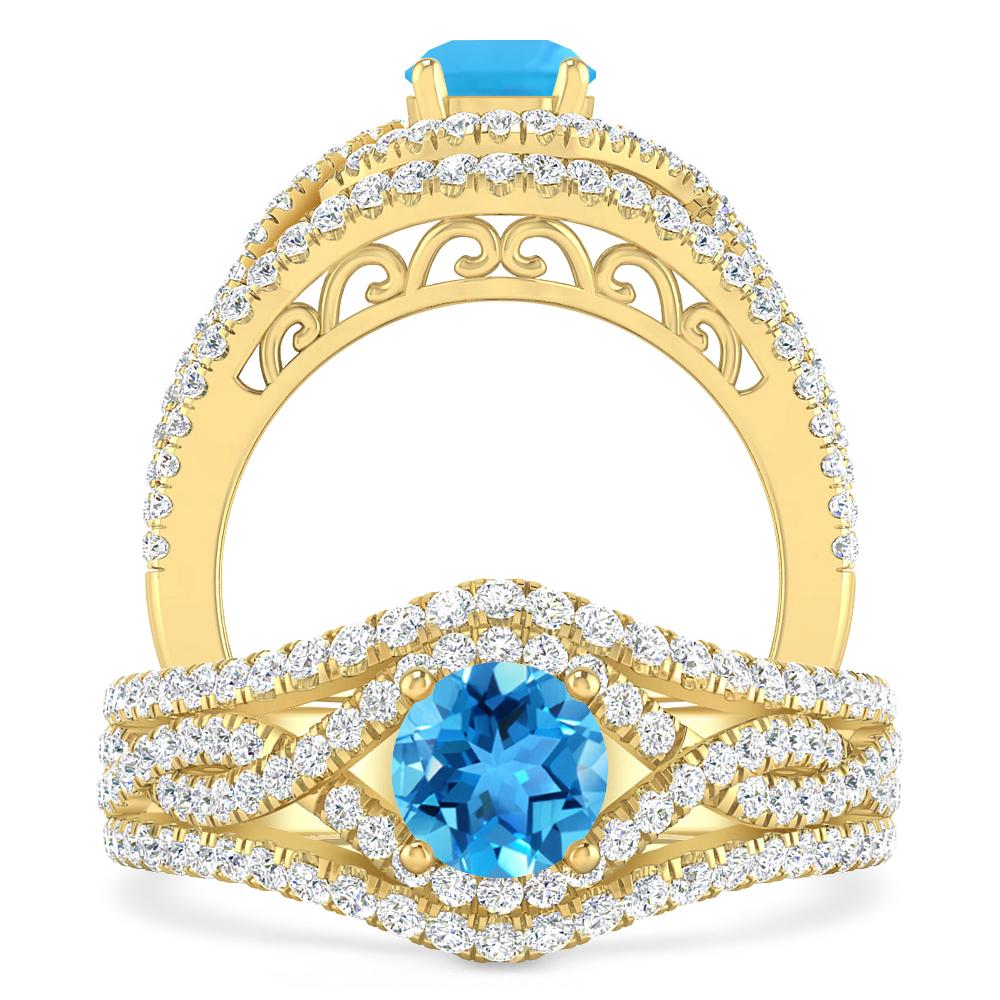 Yellow Gold - Blue Topaz