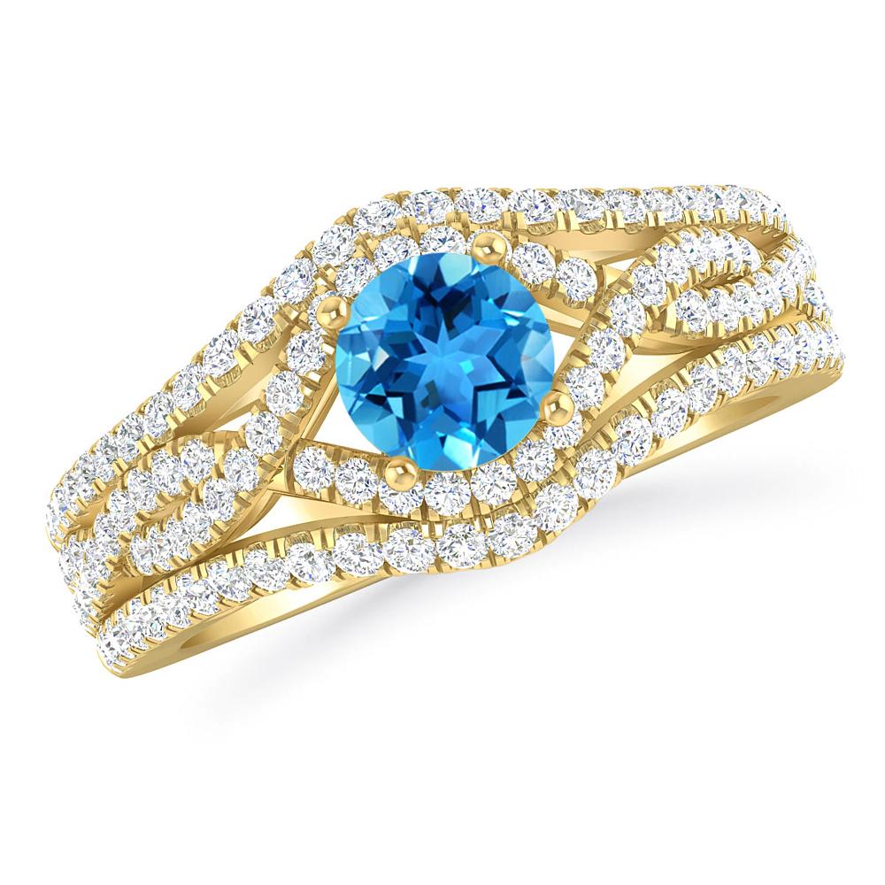 Yellow Gold - Blue Topaz