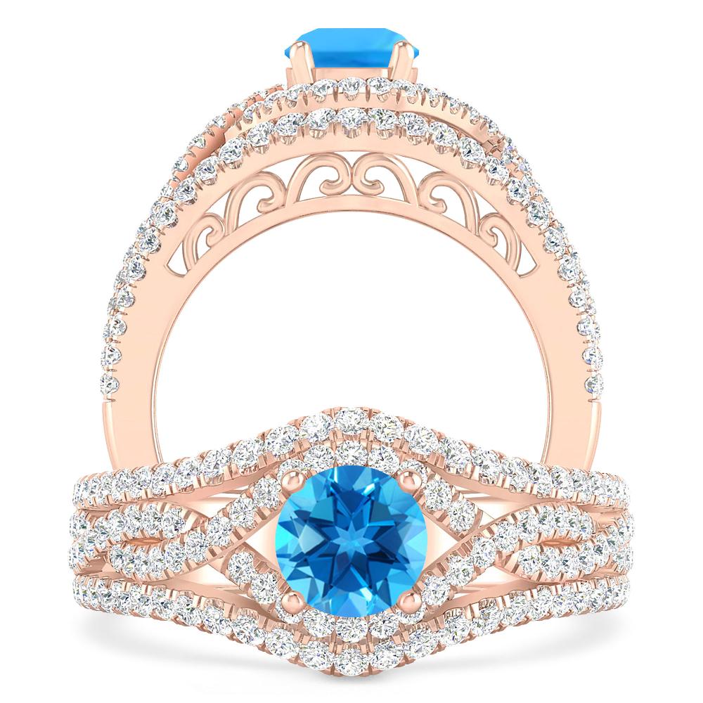 Rose Gold - Blue Topaz