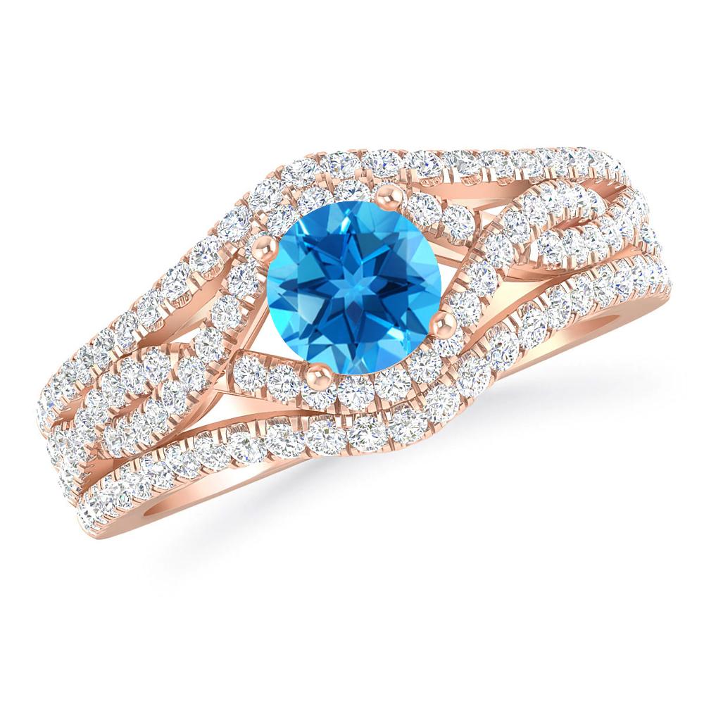 Rose Gold - Blue Topaz