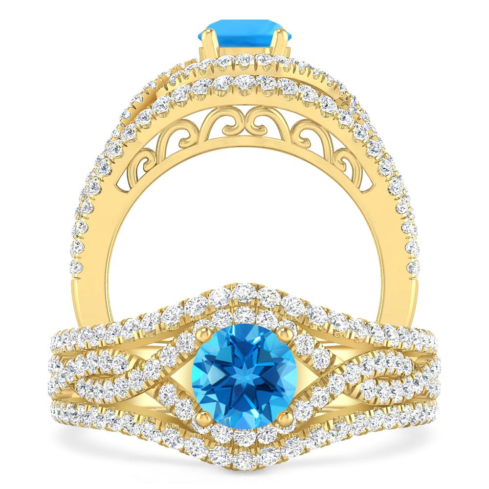 Yellow Gold - Blue Topaz