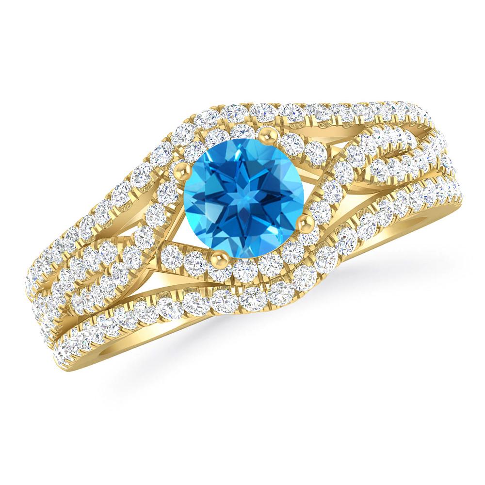 Yellow Gold - Blue Topaz