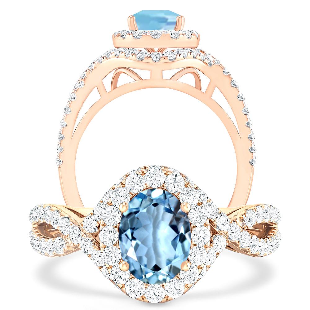 Rose Gold - Aquamarine