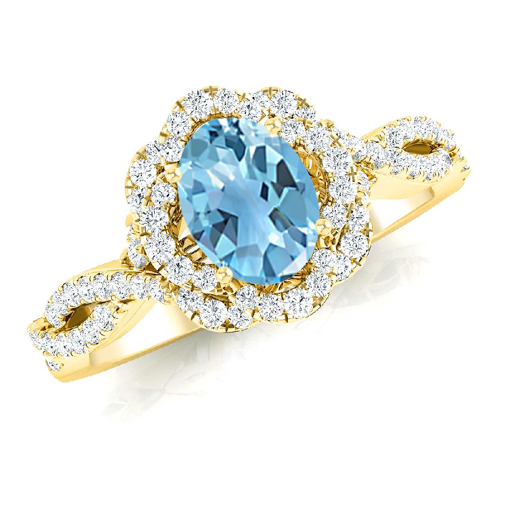 Yellow Gold - Blue Topaz