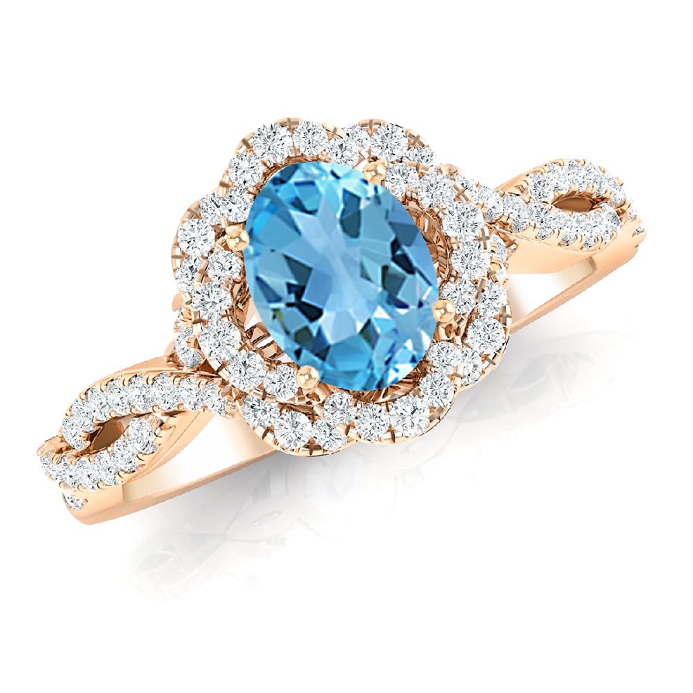 Rose Gold - Blue Topaz