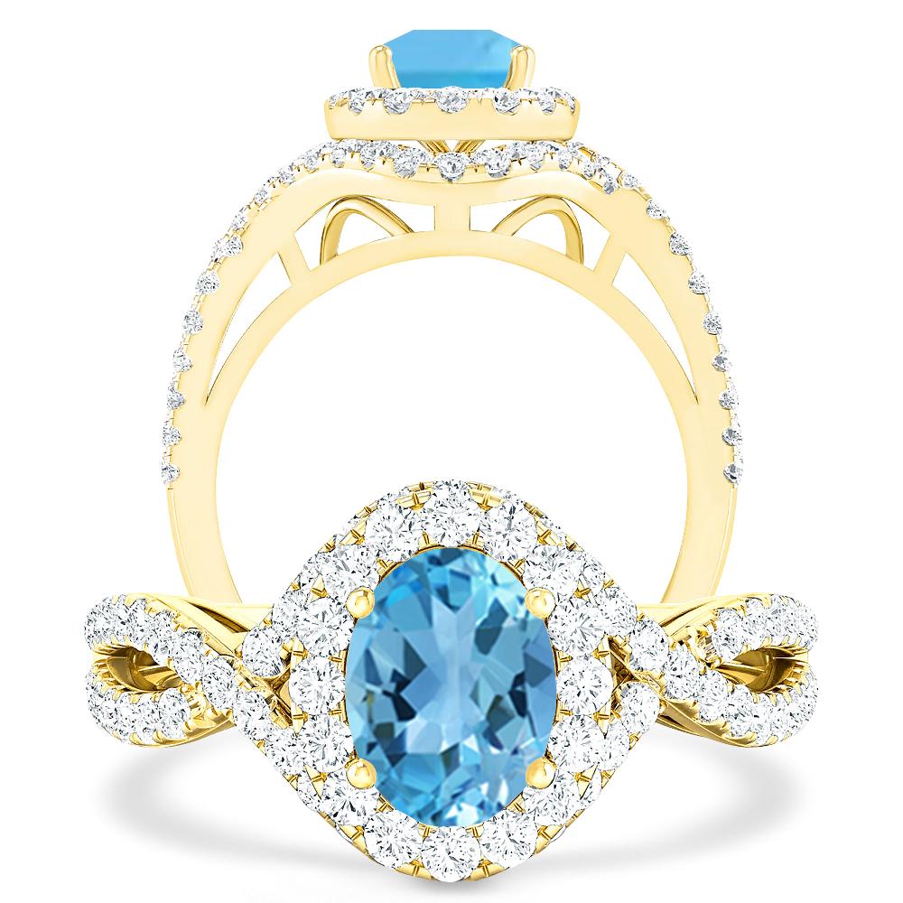 Yellow Gold - Blue Topaz