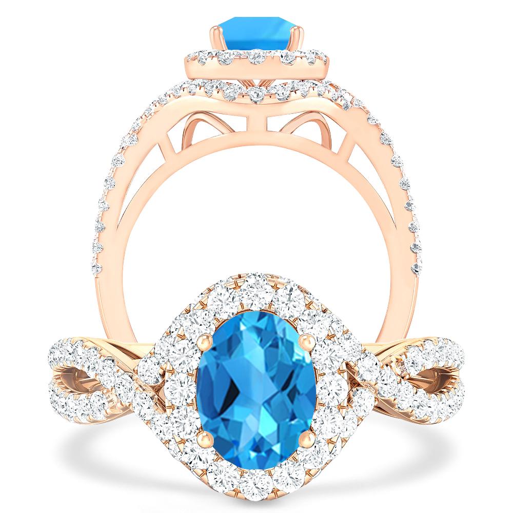 Rose Gold - Blue Topaz