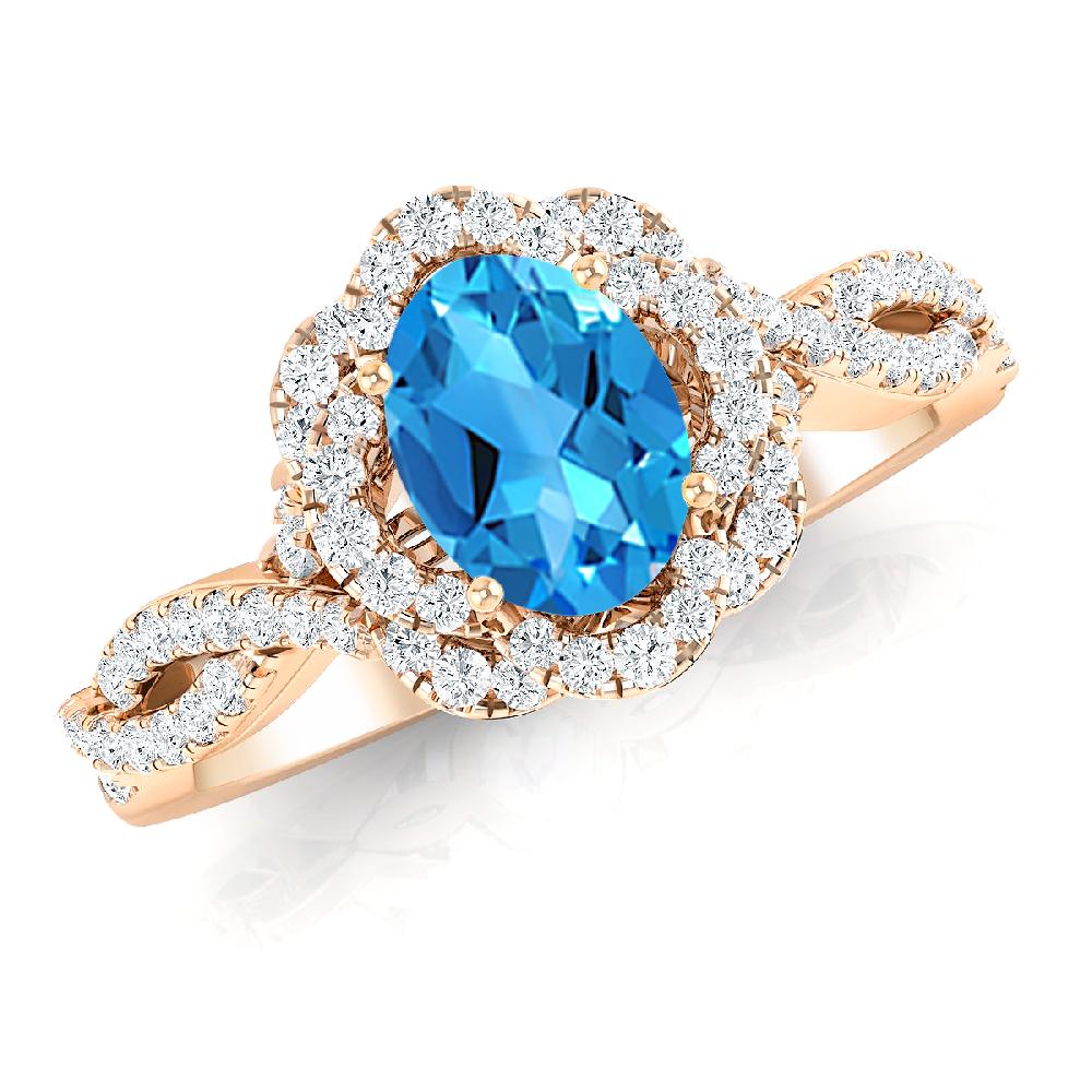 Rose Gold - Blue Topaz