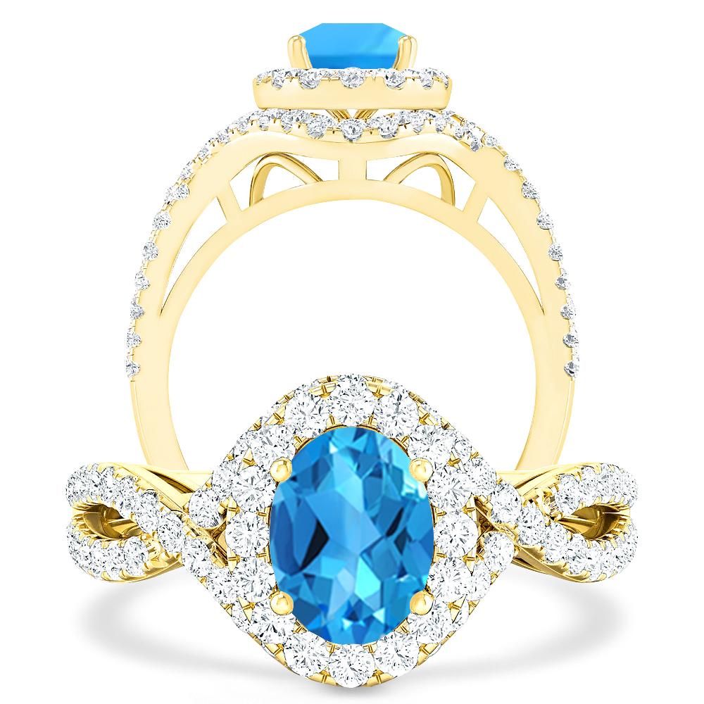 Yellow Gold - Blue Topaz