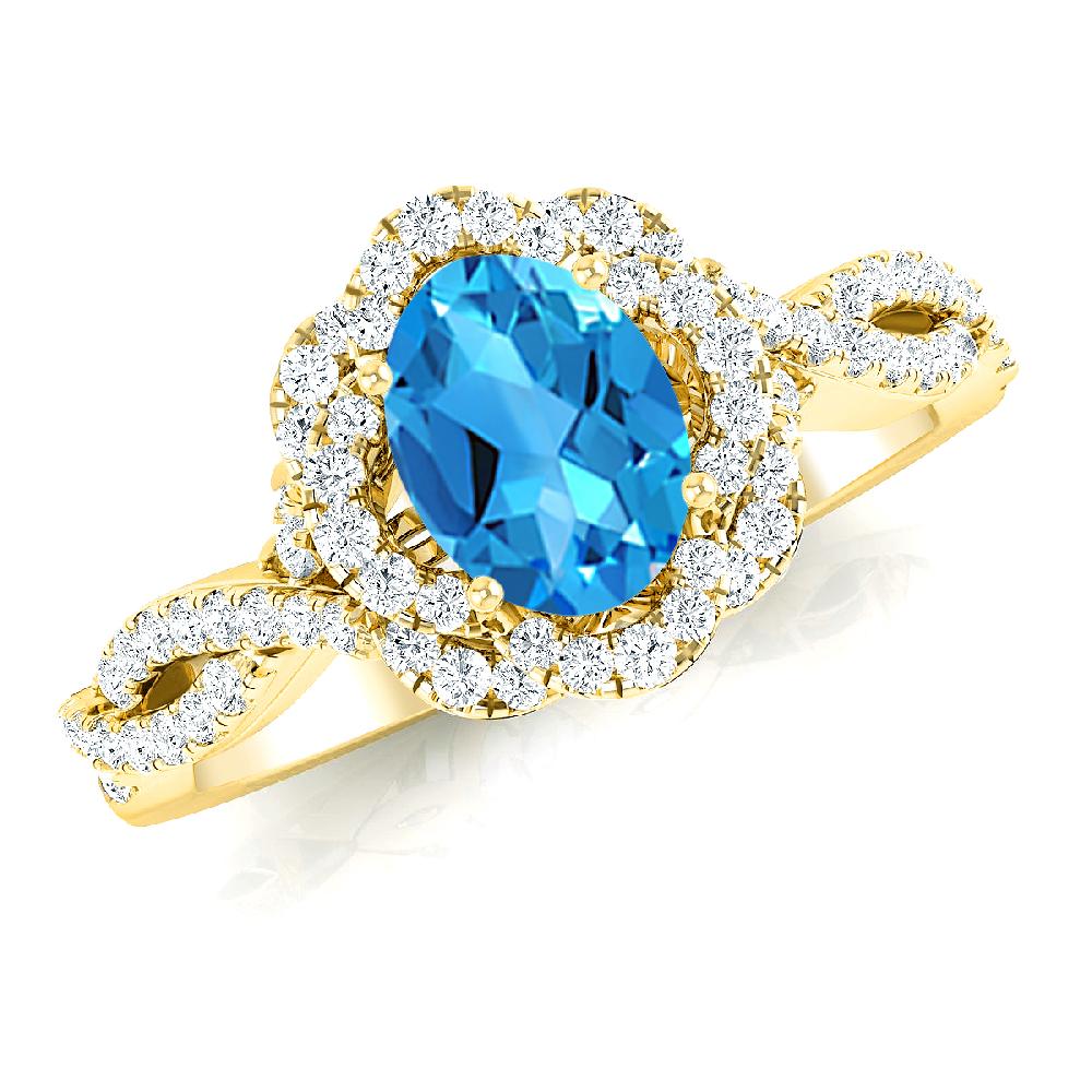 Yellow Gold - Blue Topaz