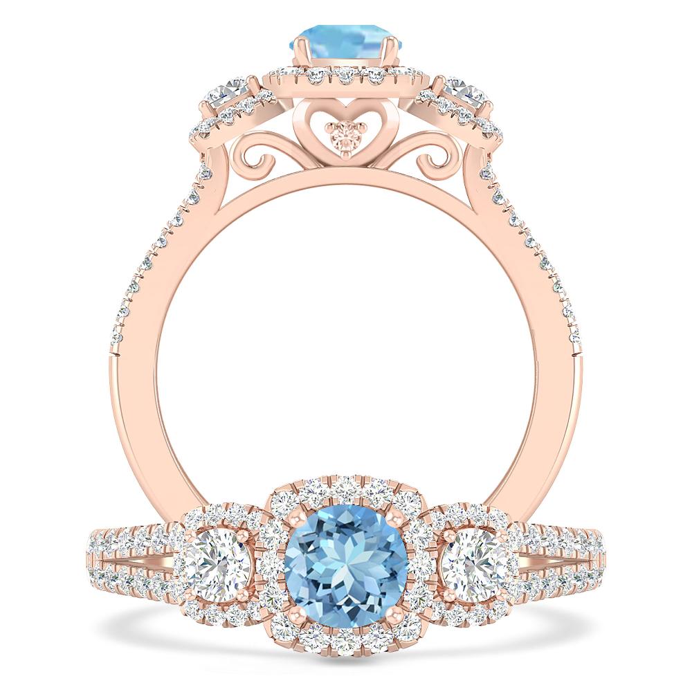 Rose Gold - Aquamarine