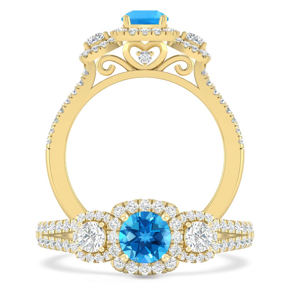 Yellow Gold - Blue Topaz