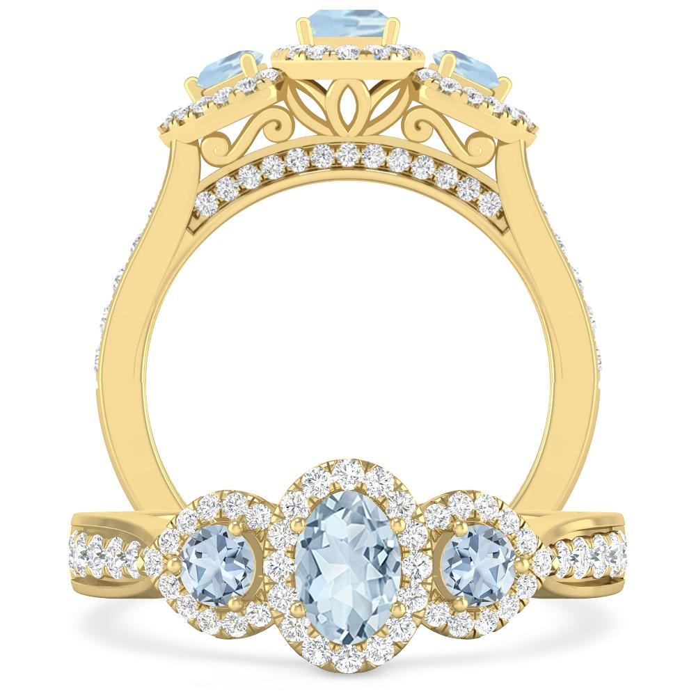 Yellow Gold - Aquamarine