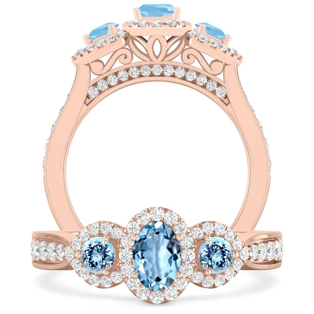 Rose Gold - Aquamarine