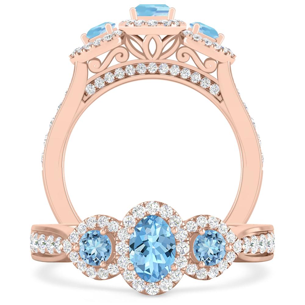 Rose Gold - Aquamarine