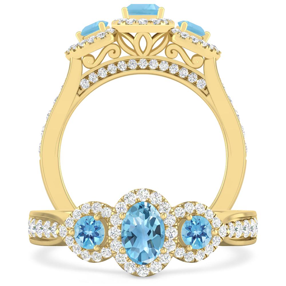 Yellow Gold - Blue Topaz