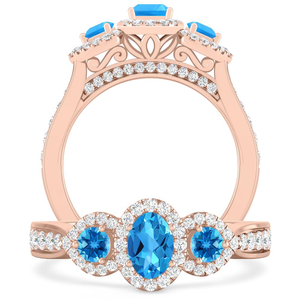 Rose Gold - Blue Topaz