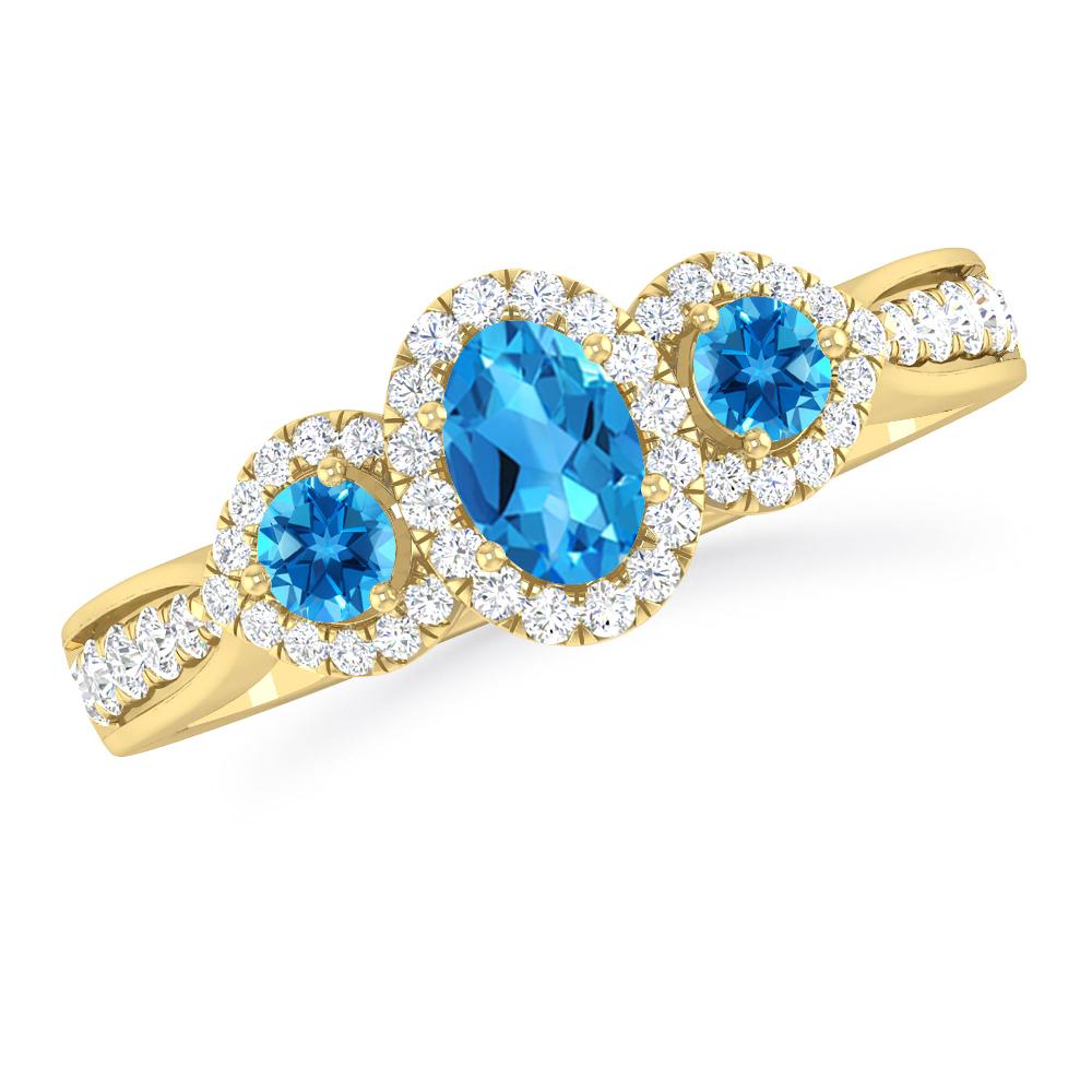 Yellow Gold - Blue Topaz