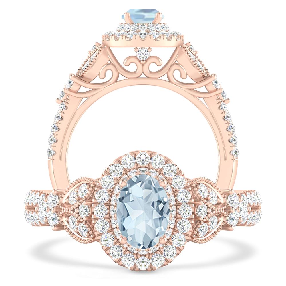 Rose Gold - Aquamarine