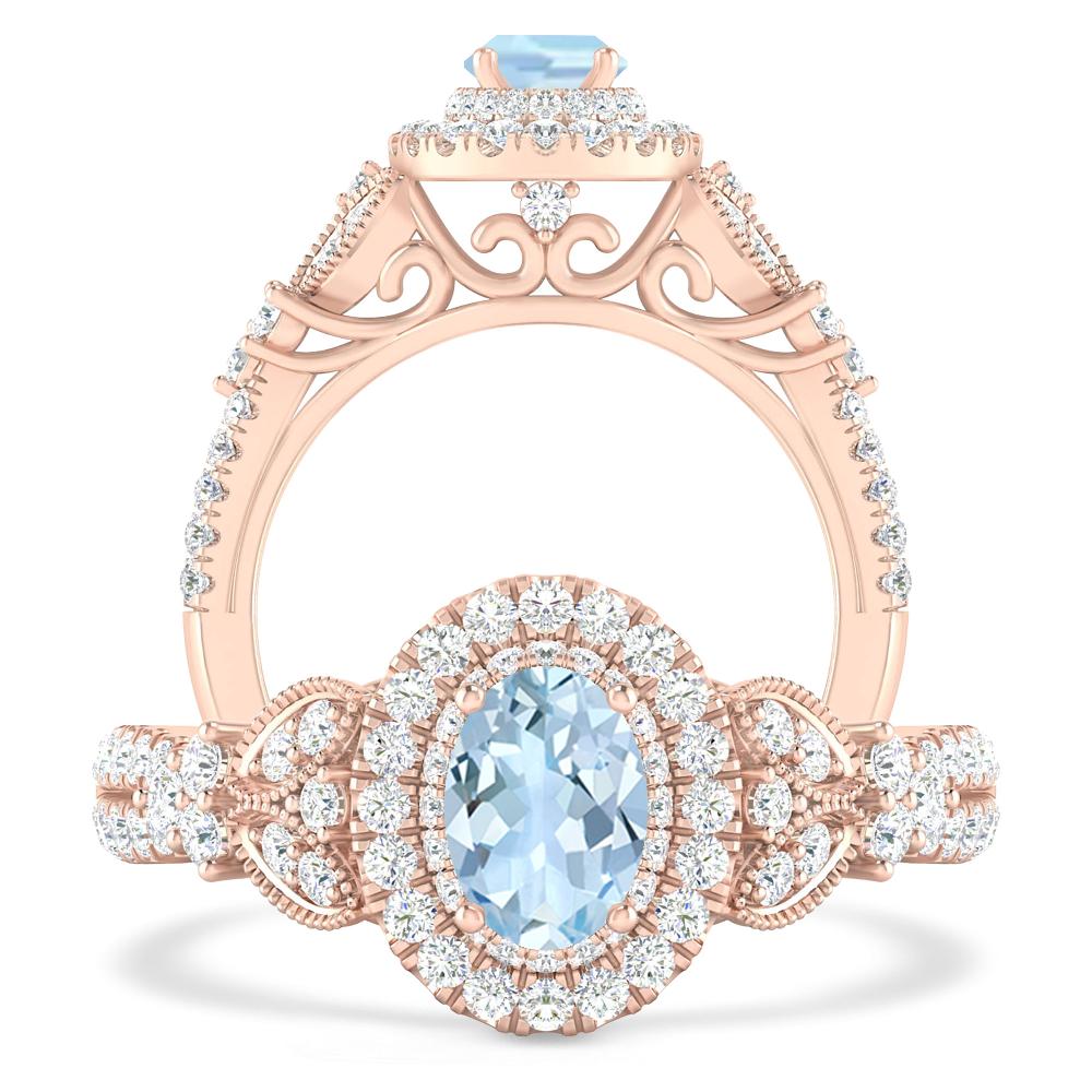 Rose Gold - Aquamarine