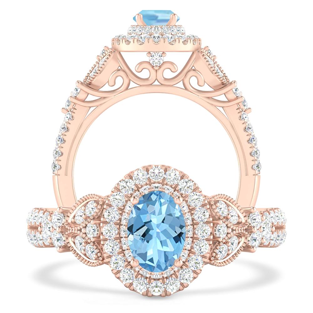 Rose Gold - Aquamarine