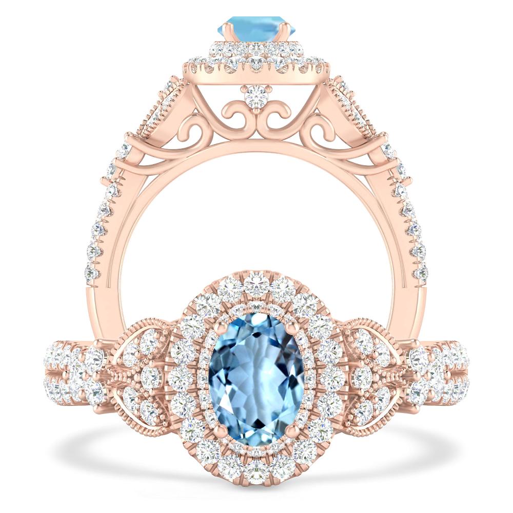 Rose Gold - Aquamarine