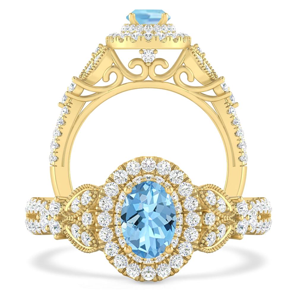 Yellow Gold - Aquamarine