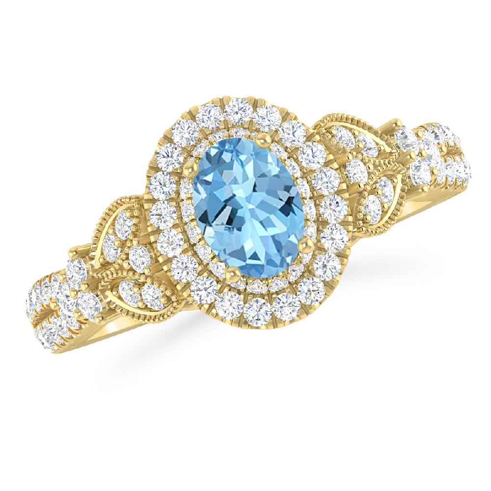 Yellow Gold - Aquamarine