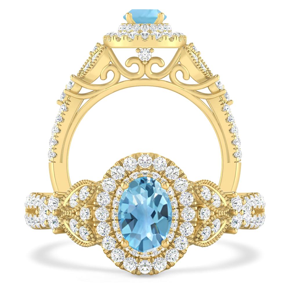 Yellow Gold - Blue Topaz