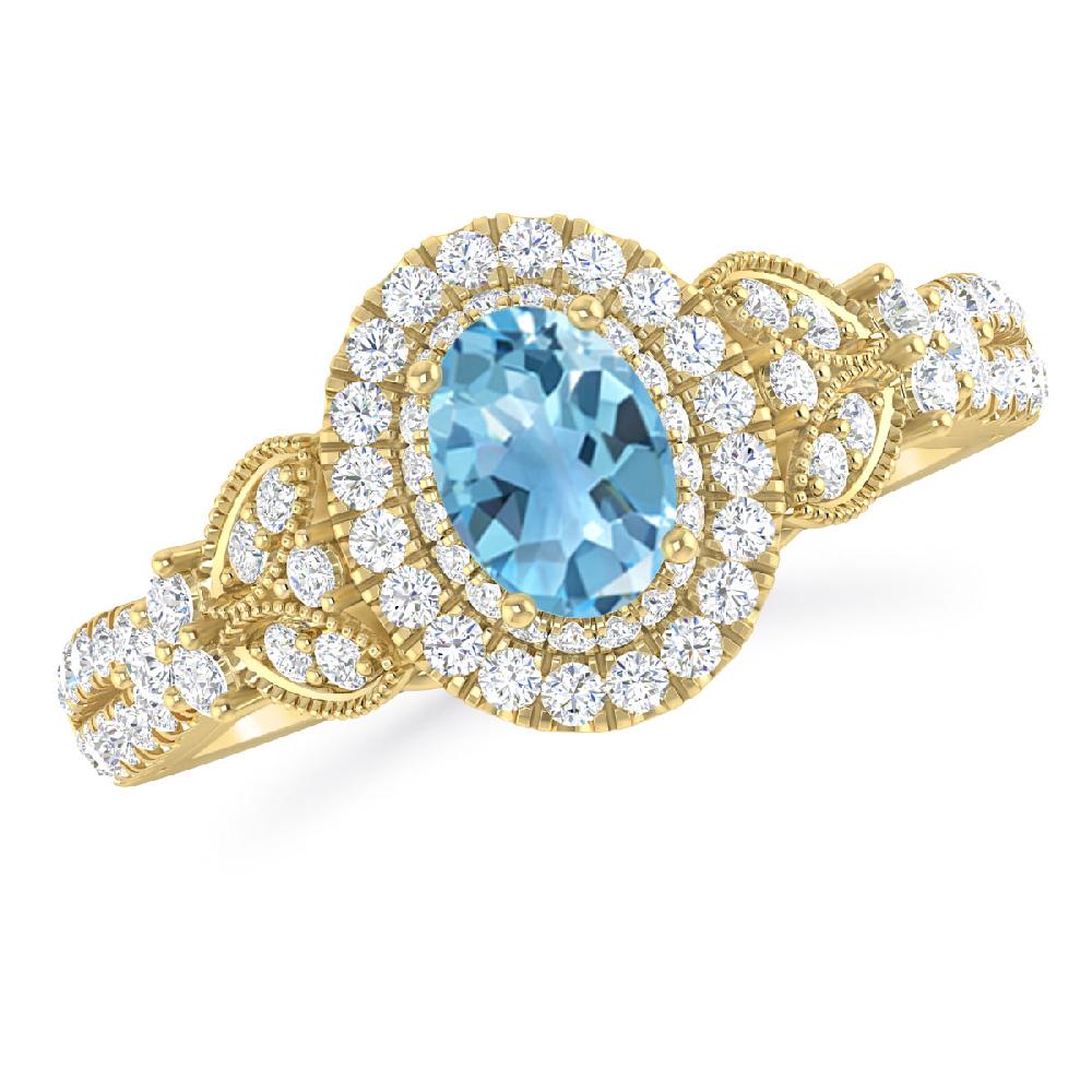 Yellow Gold - Blue Topaz