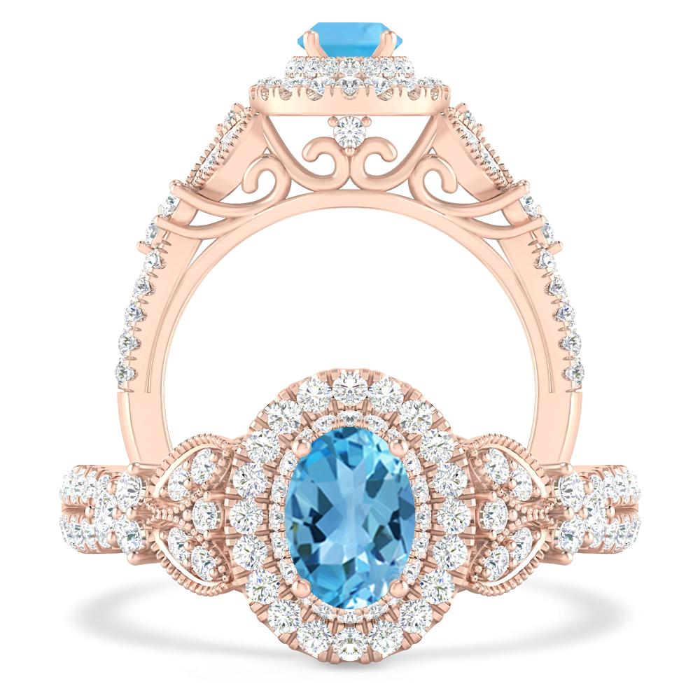 Rose Gold - Blue Topaz