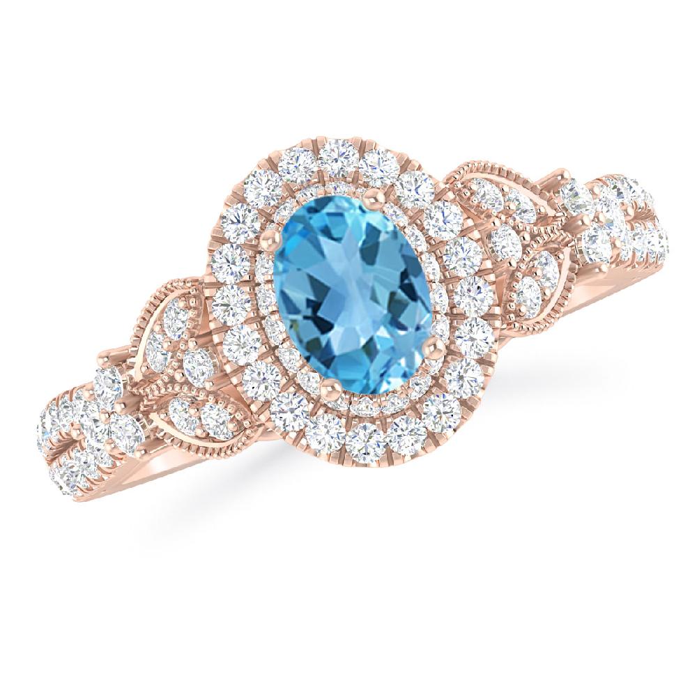 Rose Gold - Blue Topaz